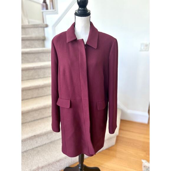 Talbots Burgundy Red Button Front Knee Length Peacoat - Picture 1 of 9